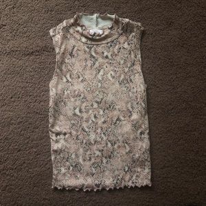 Pink snakeskin mockneck tank